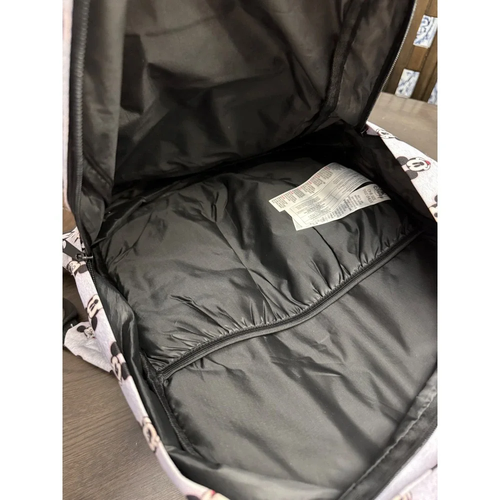 Disney Mickey Mouse All Over Print Backpack Grey Black Canvas‎ School Travel Bag